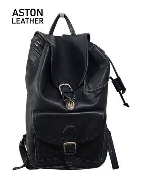 ASTON Leather Medium Backpack w/ solid brass hardware.